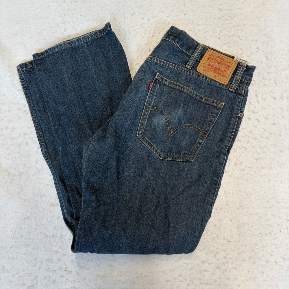 Levi's 505 Jeans Mens 38x32 Blue Straight Fit Denim